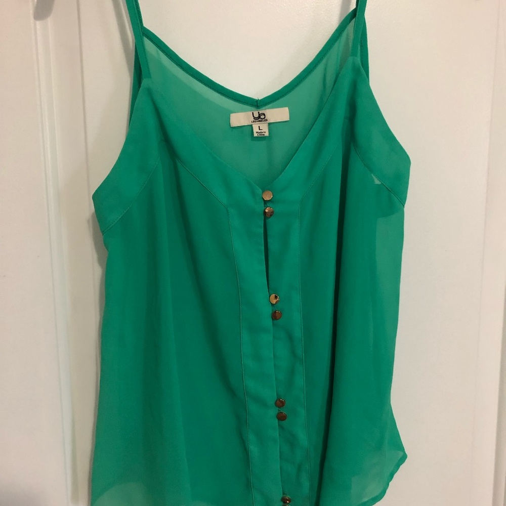 Turquoise/Green Button Down Tank Top